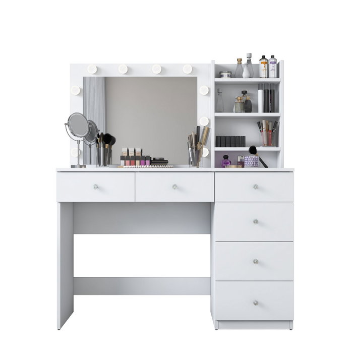 Hanah Home Mesa de Maquillaje Blanca con 10 Focos Hanah Home Mesa de Maquillaje Blanca con 10 Focos